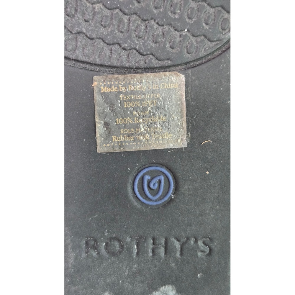 Rothys The Point Black Knit Pointed Toe Flats Blue Halo Trim Womens Size 7 - Picture 8 of 9